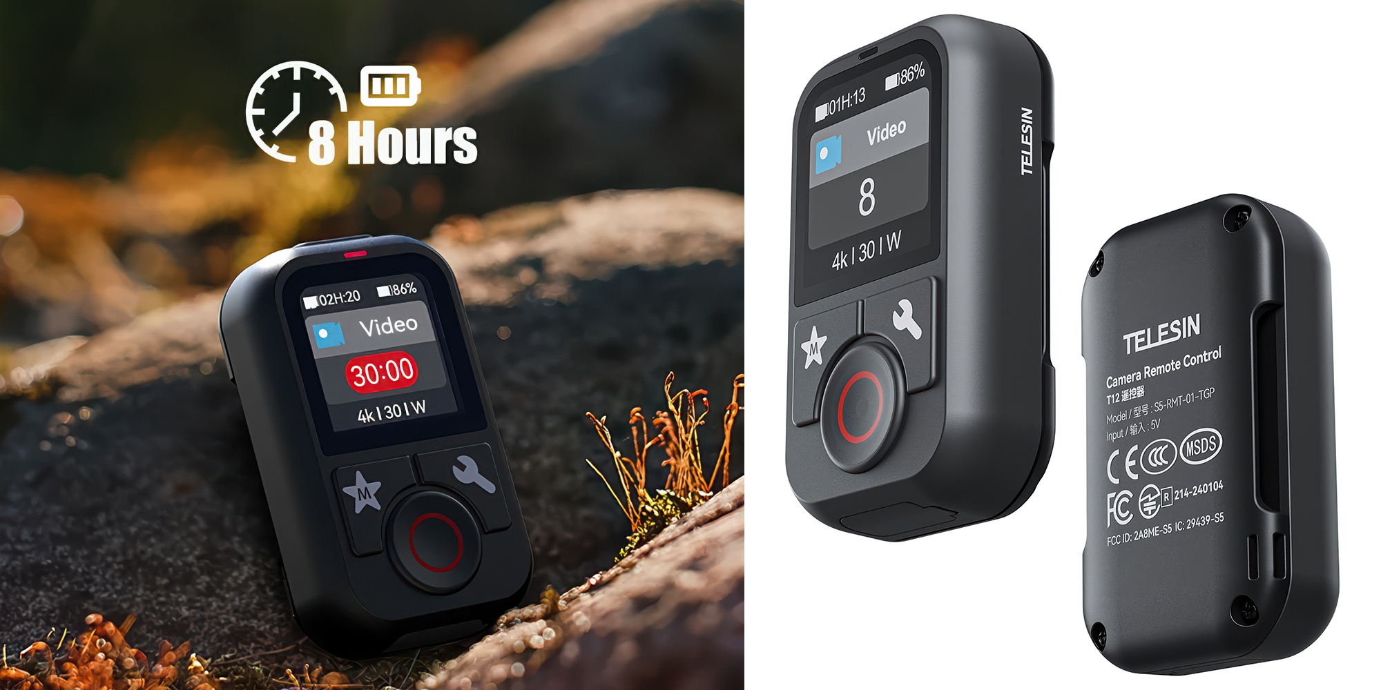 Pilot Telesin S5-RMT-01-TGP do kamer GoPro Hero 8 / 9 / 10 / 11 / 12 / 13 / Max